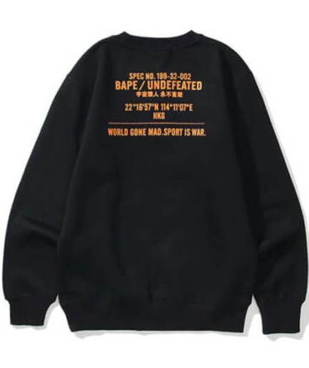Black Bape X Undefeated World Gone Mad Sport is War Sweater back